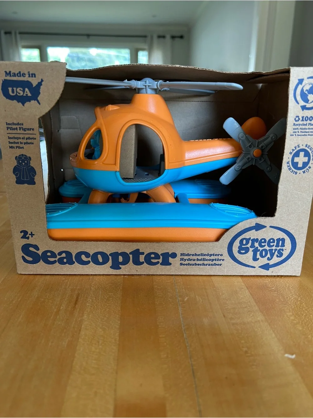 Green Toys Seacopter — Orange & Blue Floatable Helicopter Toy